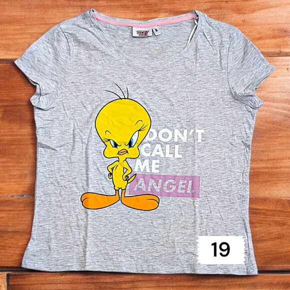 Tops - Iconic Tweety with Attitude – Gray Cartoon Tee for Women